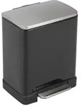Recycling-Tretm&uuml;lleimer EKO E-Cube 10 plus 9 L Schwarz matt Edelstahl, mit ged&auml;mpft