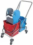 Reinigungswagen RMV Clean Doppelfahrwagen verchromt 2 x 18 L dazu eine Presse, das