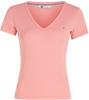 TOMMY Jeans T-Shirt, V-Ausschnitt, Logo-Stickerei, für Damen, pink, XS