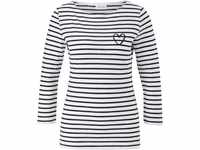 comma, CASUAL IDENTITY Shirt, 3/4-Ärmel, Streifen-Look, für Damen, weiß, 34