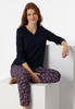 SCHIESSER Comfort Nightwear Schlafanzug, Henley-Ausschnitt, für Damen, blau, 36