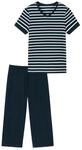 SCHIESSER Casual Essentials Capri-Pyjama, Baumwolle, V-Ausschnitt, f&uuml;r Damen, blau,