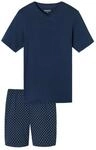 SCHIESSER Casual Essentials Shorty, Single-Jersey, V-Ausschnitt, f&uuml;r Herren, blau,