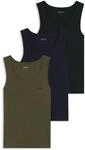 BOSS Unterhemd Rib Classic, 3er-Pack, f&uuml;r Herren, schwarz|blau|gr&uuml;n, M