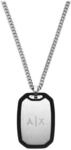 Armani Exchange Dog Tag Herrenhalskette aus silberfarbenem Edelstahl,...