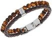 FOSSIL Herren Armband, Leder, Edelstahl, Tigerauge, BRAUN/SILBER