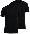 OLYMP Herren T-Shirts, V-Neck, 2er Pack - Bodywear, Modern Fit, Baumwolle, schwarz, S