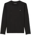 Marc O'Polo Herren Longsleeve - Small-Logo, Shaped Fit, Baumwolle, Logoprint, uni,