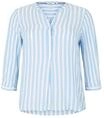 TOM TAILOR plus Blusenshirt, Henley-Ausschnitt, 3/4-Arm, f&uuml;r Damen, blau, 52