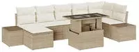 vidaXL Garten-Sofa-Set mit Speicher 8 pcs Beige Poly Rattan