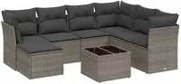 vidaXL 8-tlg. Garten-Sofagarnitur mit Kissen Grau Poly Rattan