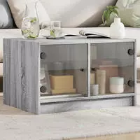 vidaXL Couchtisch mit Glast&uuml;ren Braun Eichen-Optik 68x50x42 cm