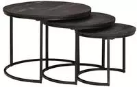 vidaXL Nesting-Couchtische 3 pcs Schwarz Massivholz Mango und Stahl