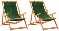 vidaXL Klappbare Strandst&uuml;hle 2 Stk. Gr&uuml;n Stoff