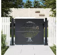 vidaXL Gartentor Anthrazit 100x100 cm Stahl Baum-Design