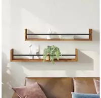 vidaXL Wandregal Wandmontiert 2 pcs Altholz 80 x 16 x 14 cm
