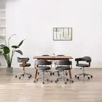 vidaXL Drehbare Esszimmerst&uuml;hle 6 Stk. Grau Bugholz und Stoff