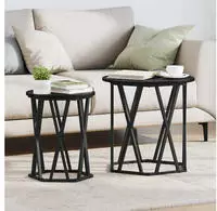 vidaXL Couchtisch 2 pcs Schwarz Eichen-Optik Ingenieure Holz und Stahl