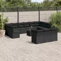 vidaXL 13-tlg. Garten-Sofagarnitur mit Kissen Hellgrau Poly Rattan