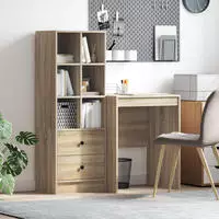vidaXL Schreibtisch mit Schubladen mit Regal 2 pcs Sonoma-Eiche
