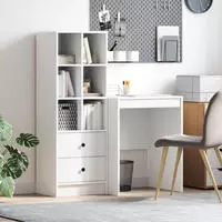 vidaXL Schreibtisch mit Schubladen mit Regal mit Speicher 2 pcs Wei&szlig;