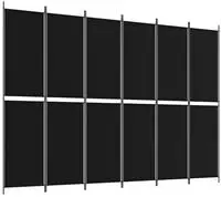 vidaXL 6-tlg. Paravent Schwarz 300x220 cm Stoff