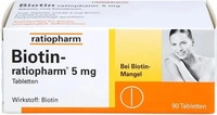 PZN-DE 03659722, Biotin Ratiopharm 5 mg Tabletten 90 stk