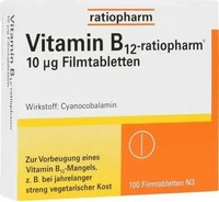 PZN-DE 08735267, Vitamin B12 ratiopharm 10 &micro;g Filmtabletten (100 stk)