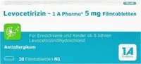 PZN-DE 14243947, Levocetirizin - 1 A Pharma 5 mg Filmtabletten (20 stk)