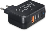 Hama Schnellladeger&auml;t, 4x USB-A, 33 W, Schwarz