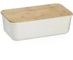 KELA Brotkasten Brottopf APART wei&szlig; 37,8 x 21,2 cm Deckel aus Bambusholz