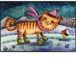 WASH + DRY Fu&szlig;matte 50 x 75 cm Motiv LITTLE BOOTS Winterliche Katze