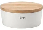 CONTINENTA Brottopf oval mit Holzdeckel 30 x 23 x 13,5 cm wei&szlig;