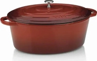 Kela 11943, KELA Br&auml;ter Cocotte CALIDO Gusseisen emailliert 36 cm oval 9,3 Liter rot
