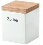 CONTINENTA Vorratsdose mit Holzdeckel 0,8 Liter quadratisch, wei&szlig;