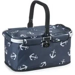 GENIUS Faltbarer Einkaufskorb FALKO PREMIUM 26 Liter blau mit wei&szlig;en Ankern