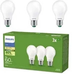 3er Set Philips LEDclassic Ultra Efficient A60 E27 4W 2700K Matt &ndash; extrem