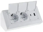 ChiliTec 2-fach Steckdosenblock, USB-A+C, wei&szlig; 250V~/ 16A, USB 3,1A, PD, mit Klappen