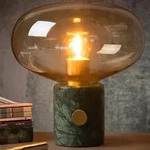 Lucide CHARLIZE Tischlampe &Oslash;23 cm E27 Gr&uuml;n Marmor Amber Glas
