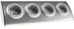 ChiliTec 4-fach Steckdosenblock Edelstahl 90&deg; f&uuml;r Eck- & Aufbaumontage