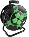 REV Kunststoff-Kabeltrommel, 40m Kabel, IP44 H05RR-F 3G1,5mm2, schwarze Gummileitung