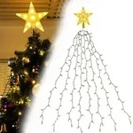 SALCAR 2m 280 LED Lichterkette Weihnachtsbaum mit 8 Girlanden und LED Stern,