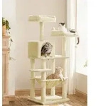 FEANDREA Kratzbaum 143cm, 2 kuschelige Aussichtsplattformen, beige - Beige