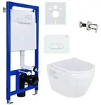 Belvit H&auml;nge Dusch WC mit Taharet-/Bidetfunktion &ndash; Sp&uuml;lrandloses Wand-WC Set mit