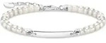 THOMAS SABO Armband Gravurplatte Silber Weiss S&uuml;&szlig;wasserzucht - Silber