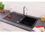 K&uuml;chensp&uuml;le Einbausp&uuml;le Granit Sp&uuml;lbecken Sp&uuml;le 86 x 43 Schwarz Respekta Atlanta