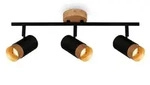 Spotlight, black, with wood, excl. 3xGU10/max.9W - Schwarz