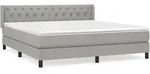 vidaXL Boxspringbett mit Matratze Hellgrau 160x200 cm Stoff - Grau