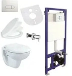 Wand H&auml;nge WC Taharet Vorwandelement Bet&auml;tigungsplatte Softclose Deckel Set - Wei&szlig;
