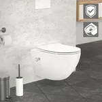 LuxeBath Sp&uuml;lrandloses H&auml;nge-WC mit Nano Beschichtung, Wei&szlig;, lang, Bidet...